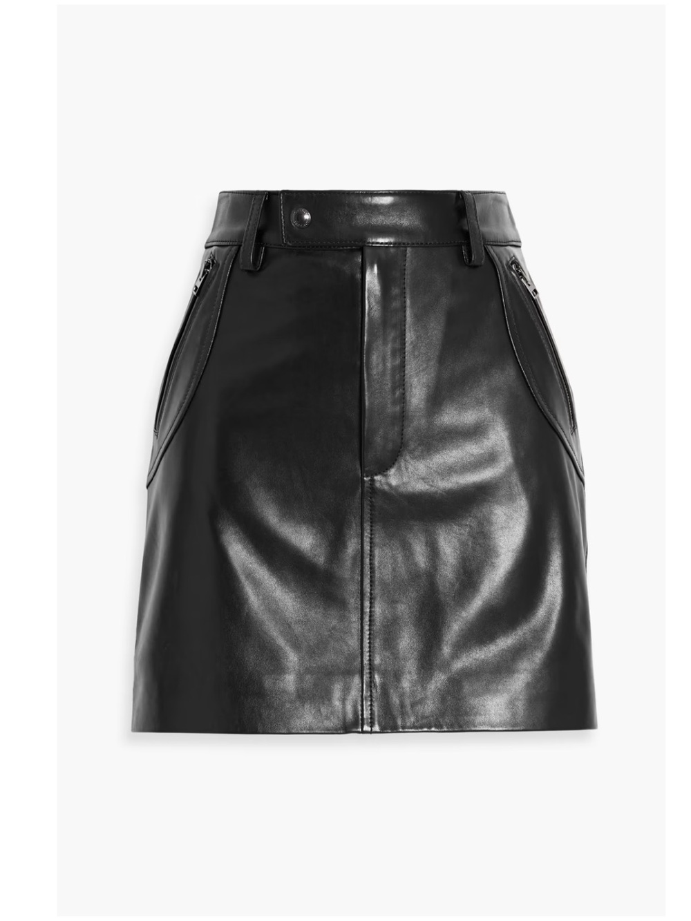 Tom Ford Black Leather Mini Skirt with Zip Pocket Details. 100% Lambskin